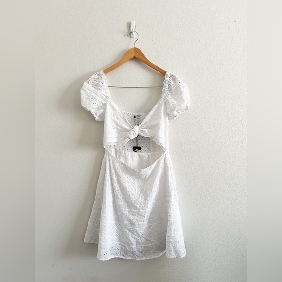 Gianni Bini White Tie Front Eyelet Dress - Picture 1 of 11